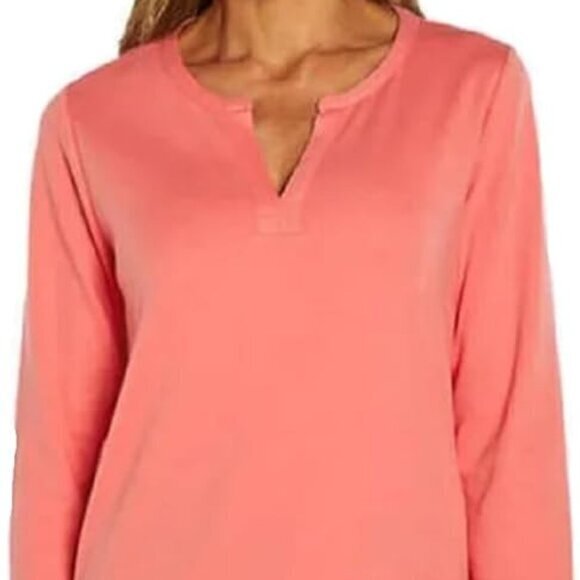 "NWT"ORVIS Ladies Pima Cotton ¾ Sleeve Split Neck Top, Medium, Pink‎ (Tea Rose) - Picture 14 of 15